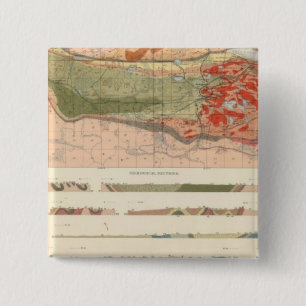 Badge Carré 5 Cm Carte géologique générale du district de Marque