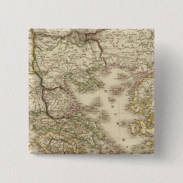 Badge Carré 5 Cm Carte historique de la Grèce, atlas de Paris (Devant)