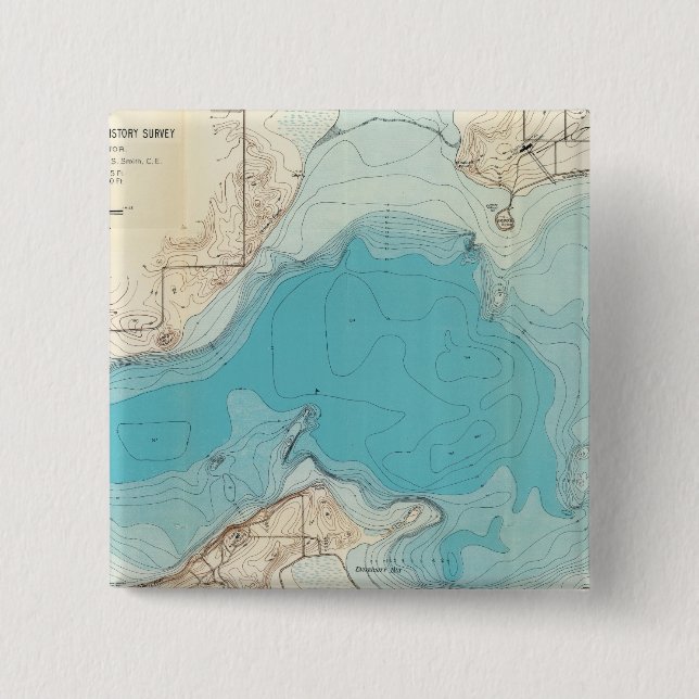 Badge Carré 5 Cm Carte hydrographique Lac Mendota (Devant)