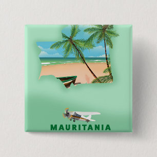 Badge Carré 5 Cm Carte illustrée de la Mauritanie