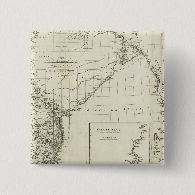 Badge Carré 5 Cm Carte indienne (Devant)