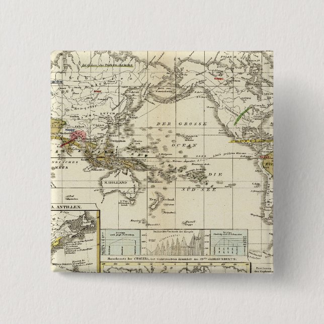 Badge Carré 5 Cm Carte mondiale des maladies (Devant)
