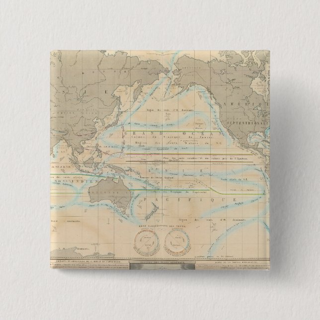 Badge Carré 5 Cm Carte mondiale du climat (Devant)