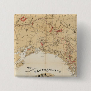 Badge Carré 5 Cm Carte montrant les routes de San Francisco à l'Al