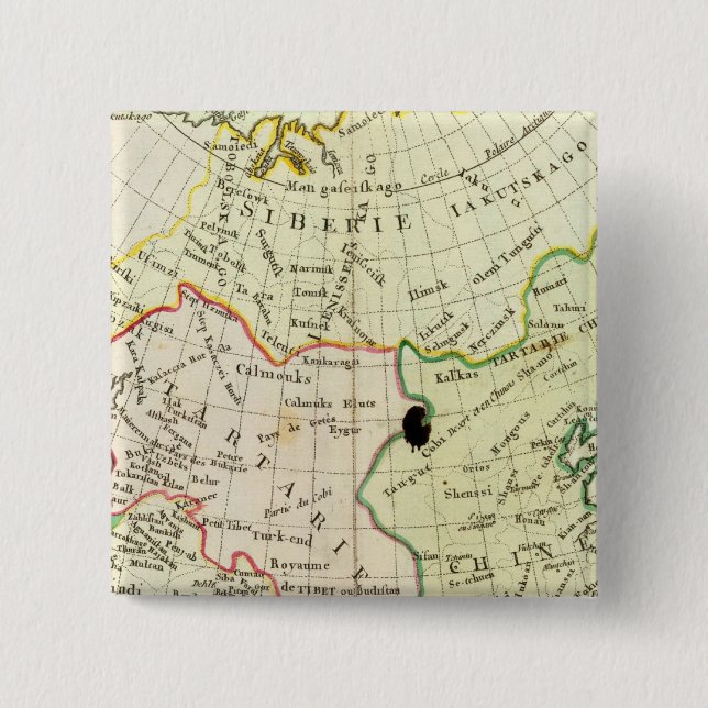 Badge Carré 5 Cm Carte physique de l'Asie (Devant)