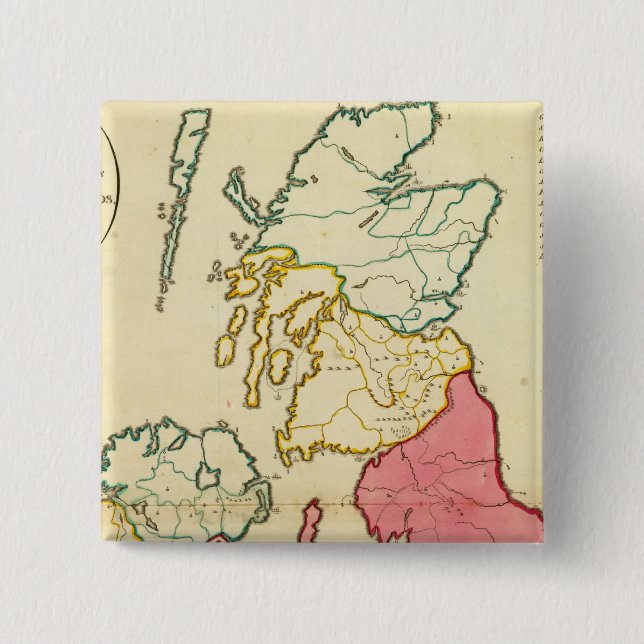 Badge Carré 5 Cm Carte plaine des îles britanniques (Devant)
