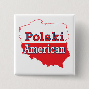 Badge Carré 5 Cm Carte Polski américaine