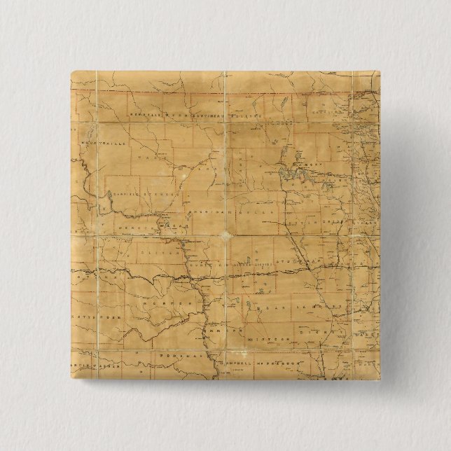 Badge Carré 5 Cm Carte postale du territoire du Dakota (Devant)