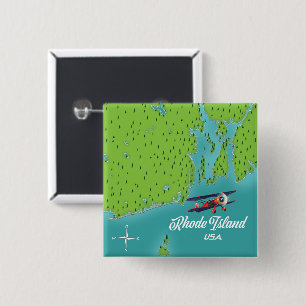 Badge Carré 5 Cm Carte Rhode Island USA