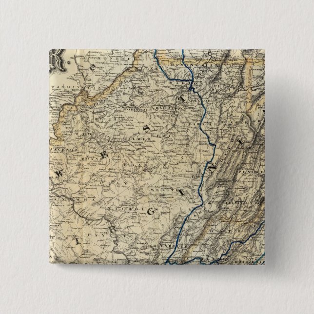 Badge Carré 5 Cm Carte Richmond et Louisville RR (Devant)