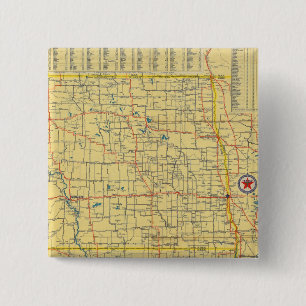Badge Carré 5 Cm Carte routière Dakota N & S