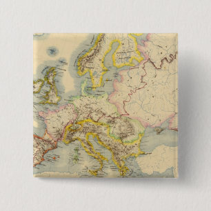 Badge Carré 5 Cm Carte topographique de l'Europe