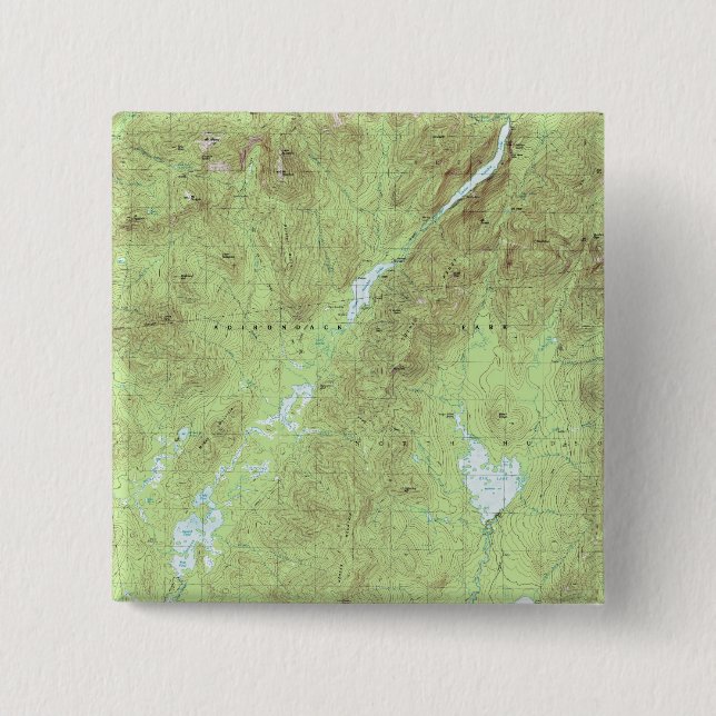 Badge Carré 5 Cm Carte topographique du Mont Marcy - Adirondack Par (Devant)