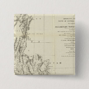 Badge Carré 5 Cm Carte topographique du Nevada et de l'Arizona