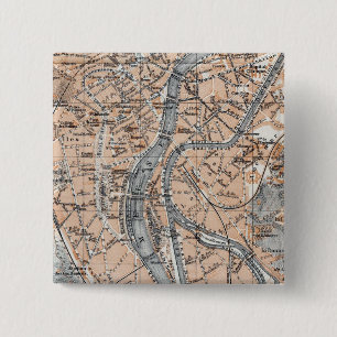 Badge Carré 5 Cm Carte vintage de Liège Belgique (1905)