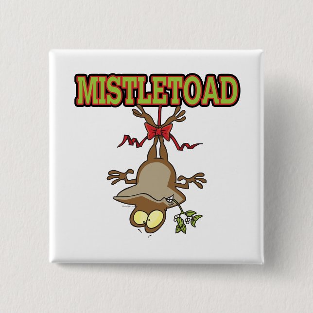 Badge Carré 5 Cm Carton de crapaud Mistletoad Mistletoe (Devant)