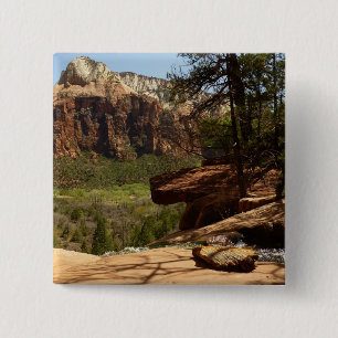 Badge Carré 5 Cm Cascade aux Emerald Pools dans le parc national de