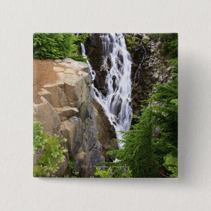 Badge Carré 5 Cm Cascade en parc national de mont Rainier