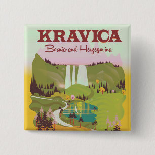 Badge Carré 5 Cm Cascades de Kravica Bosnie-Herzégovine