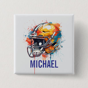 Badge Carré 5 Cm Casque de football de motivation inspirante nom