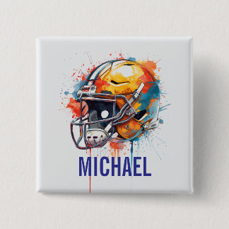 Badge Carré 5 Cm Casque de football de motivation inspirante nom