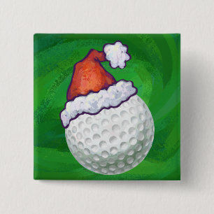 Badge Carré 5 Cm Casquettes de Noël à la balle de golf