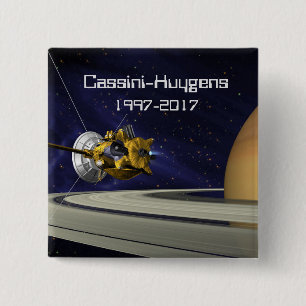 Badge Carré 5 Cm Cassini Huygens Saturn Mission Spacecraft