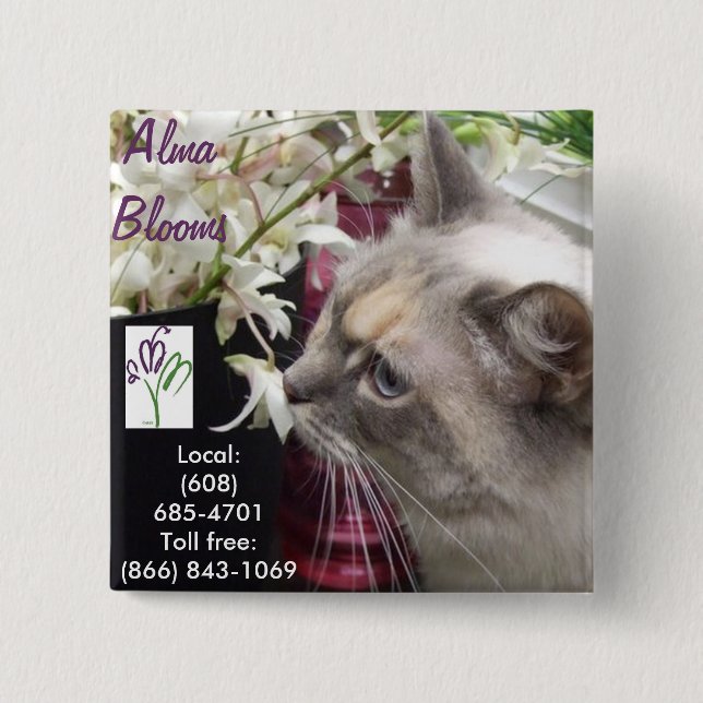 Badge Carré 5 Cm Cat (Devant)