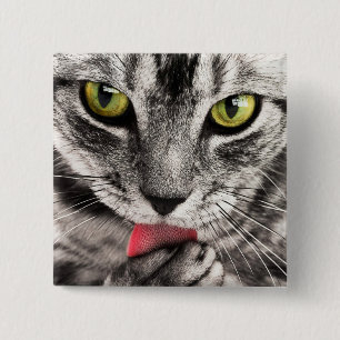 Badge Carré 5 Cm Cat Miau