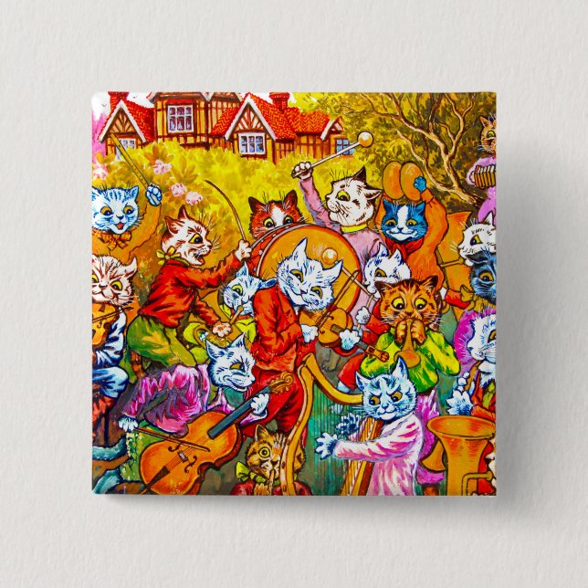 Badge Carré 5 Cm Cat Musical Band (Devant)