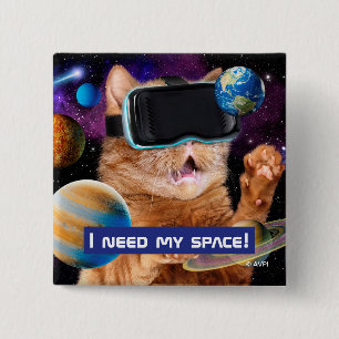 Badge Carré 5 Cm Cat VR dans l'espace