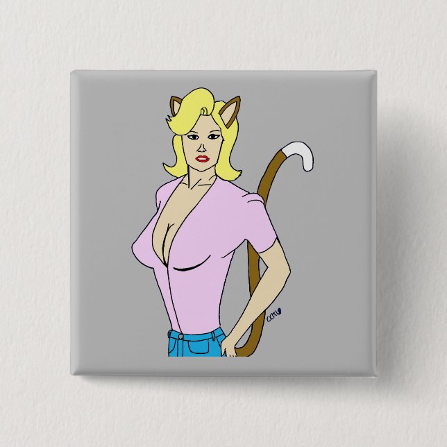 Badge Carré 5 Cm catgirl (Devant)
