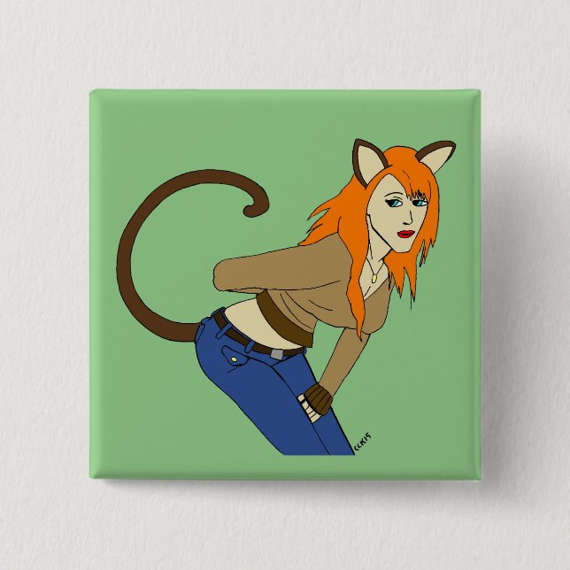 Badge Carré 5 Cm catgirl (Devant)