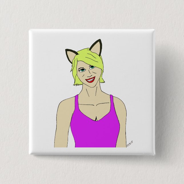 Badge Carré 5 Cm catgirl (Devant)