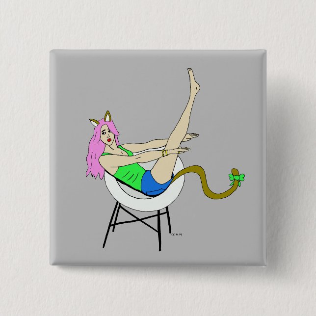 Badge Carré 5 Cm catgirl (Devant)