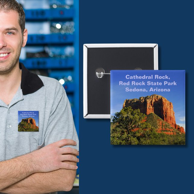 Badge Carré 5 Cm Cathedral Rock, Arizona (Cathedral Rock, Arizona Pinback Button)