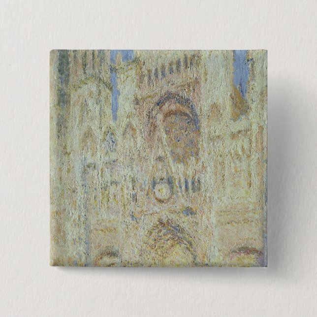 Badge Carré 5 Cm Cathédrale de Claude Monet | Rouen au coucher du (Devant)