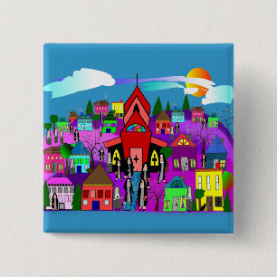 Badge Carré 5 Cm Catholic Nuns Art "Heading to Church"