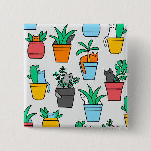 Badge Carré 5 Cm Cats in the flowerpots