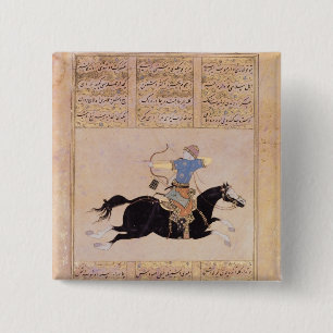 Badge Carré 5 Cm Cavalier dessinant le sien arc