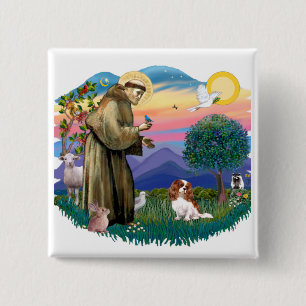 Badge Carré 5 Cm Cavalier King Charles Spaniel (Blenheim #2)