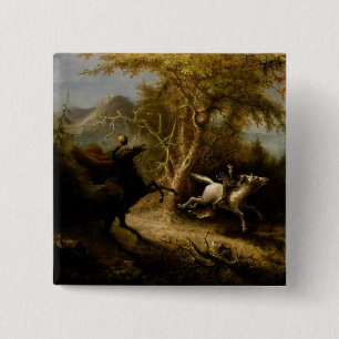 Badge Carré 5 Cm Cavalier sans tête Légende d'Halloween Sleepy Holl