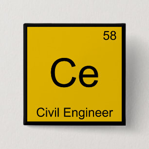 Badge Carré 5 Cm Ce - Ingénieur Civil Symbole d'élément de chimie T