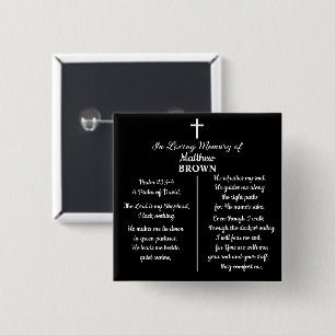 Badge Carré 5 Cm Célébration de la vie Verset de la Bible Souvenir