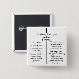 Badge Carré 5 Cm Célébration de la vie Verset de la Bible Souvenir