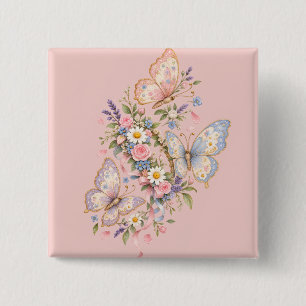 Badge Carré 5 Cm Célébration de papillon mignon dans un style europ