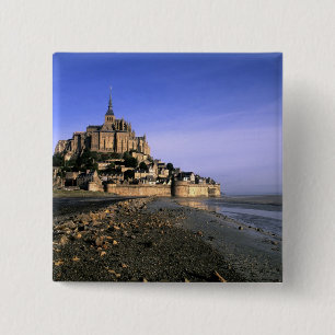 Badge Carré 5 Cm Célèbre forteresse de l'île du Mont St. Michel en