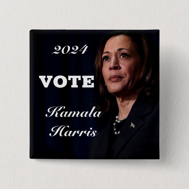 BADGE CARRÉ 5 CM CÉLÉBRER ET VOTER POUR KAMALA HARRIS (Devant)