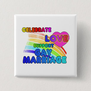Badge Carré 5 Cm Célébrez le mariage homosexuel d'Amour-Appui