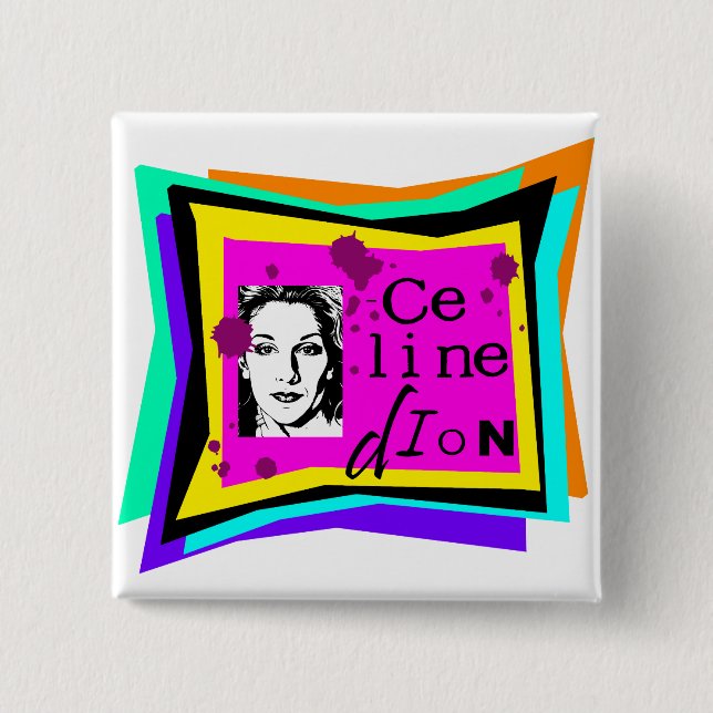 Badge Carré 5 Cm Celine Dion - art pop (Devant)